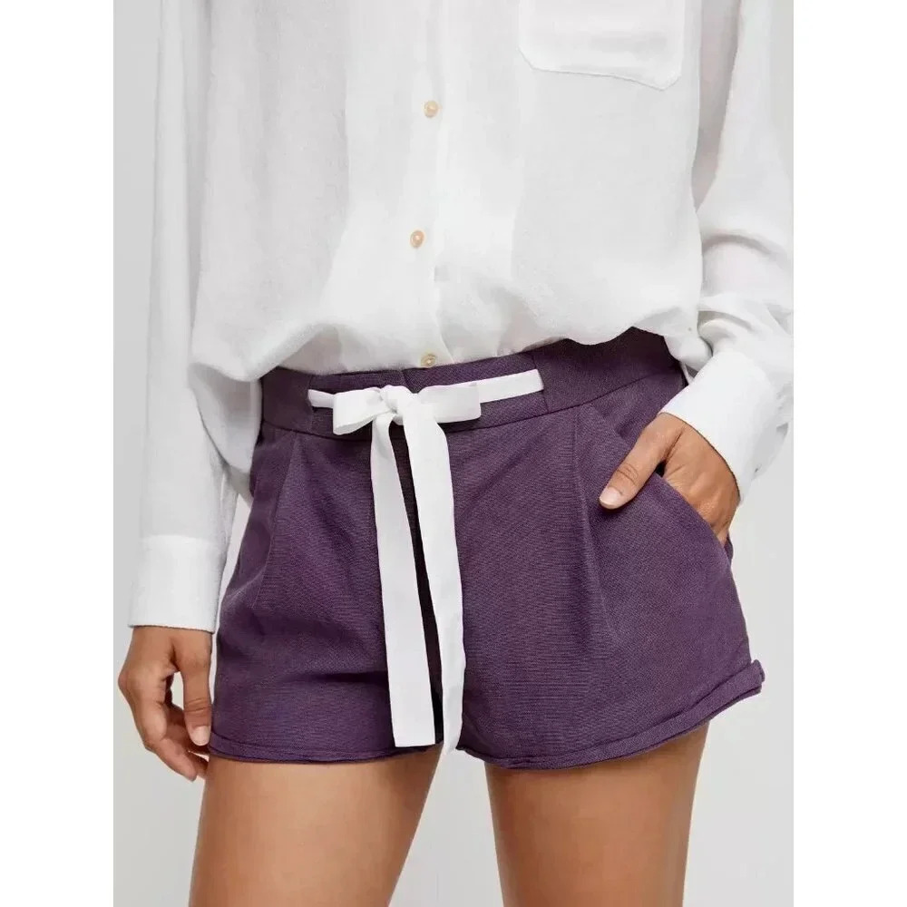 Aritzia Wilfred Allegra Short Linen Blend Tie-Waist Shorts